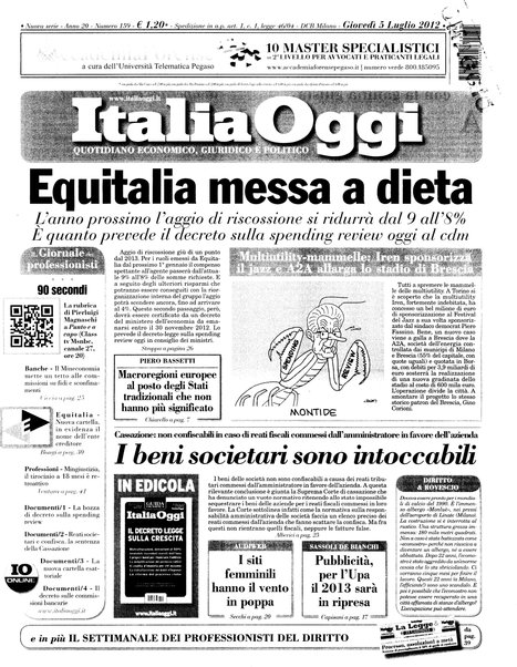 Italia oggi : quotidiano di economia finanza e politica